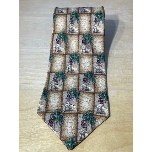 Vintage Hula Girls Tropicals by Tango Silk Necktie Hawaiian Palm Trees Beachy - Picture 2 of 6